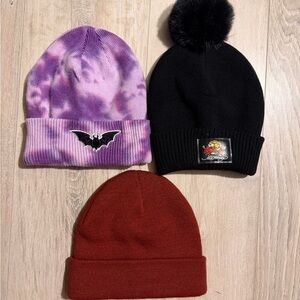 Colorful Beanie Set - Purple, Black,‎ Red